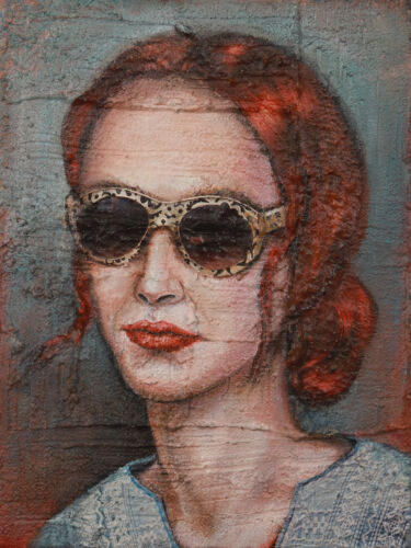 Lady in Red, 2019, 40 x 30 cm, Mixed Media auf Leinwand
