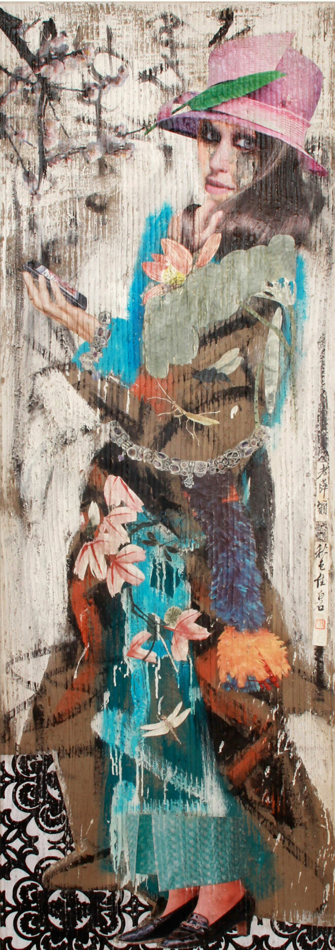 Schönheit1 hokuseidank, 2013, Mixed Media auf Leinwand 140 x 50 cm